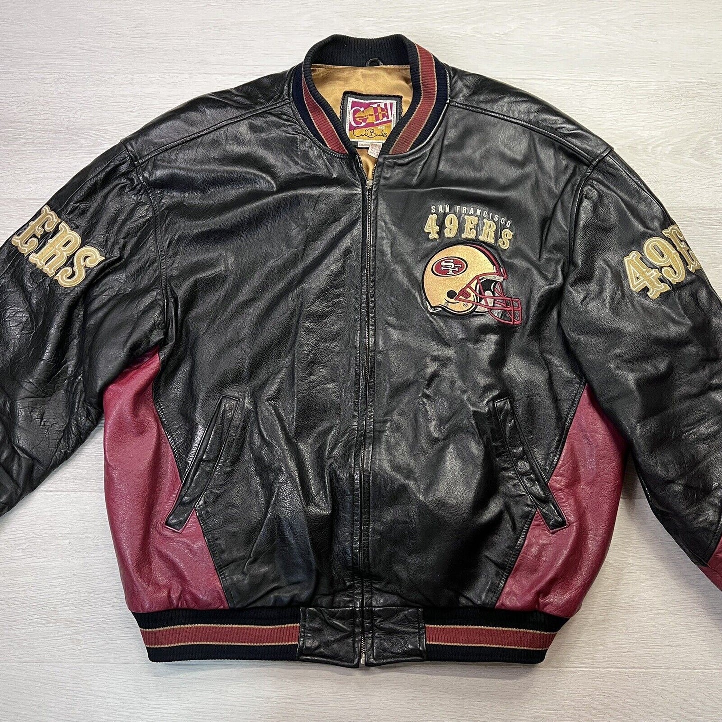 VINTAGE NFL SAN FRANCISCO 49ERS LEATHER BOMBER JACKET SIZE SMALL