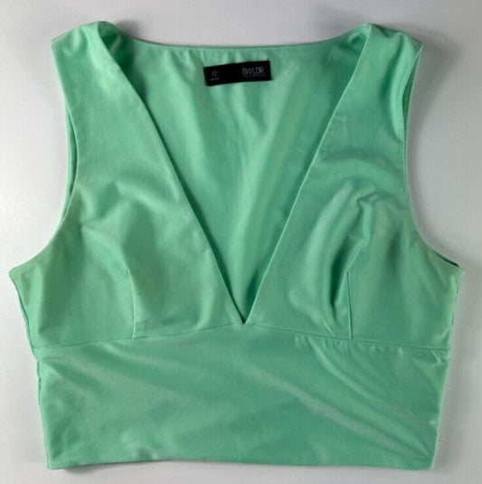 BWLDR Womens Green Cropped Tank Top Size 12