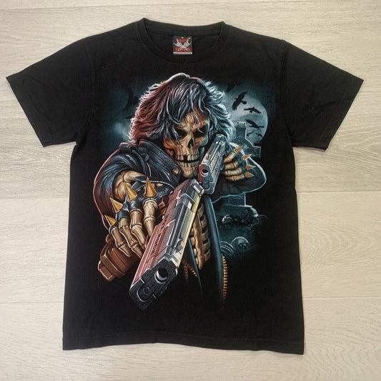 Hot Rock Black Mens Skeleton T-Shirt Size Small