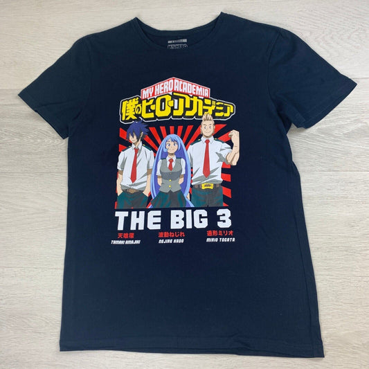 My Hero Academia ‘The Big 3’ Mens Dark Navy T-Shirt Size XS