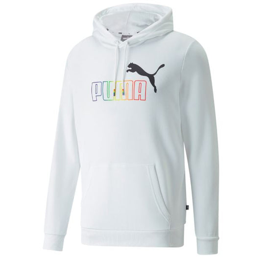 PUMA Logo Men's White Pullover Hoodie Size Large (New)