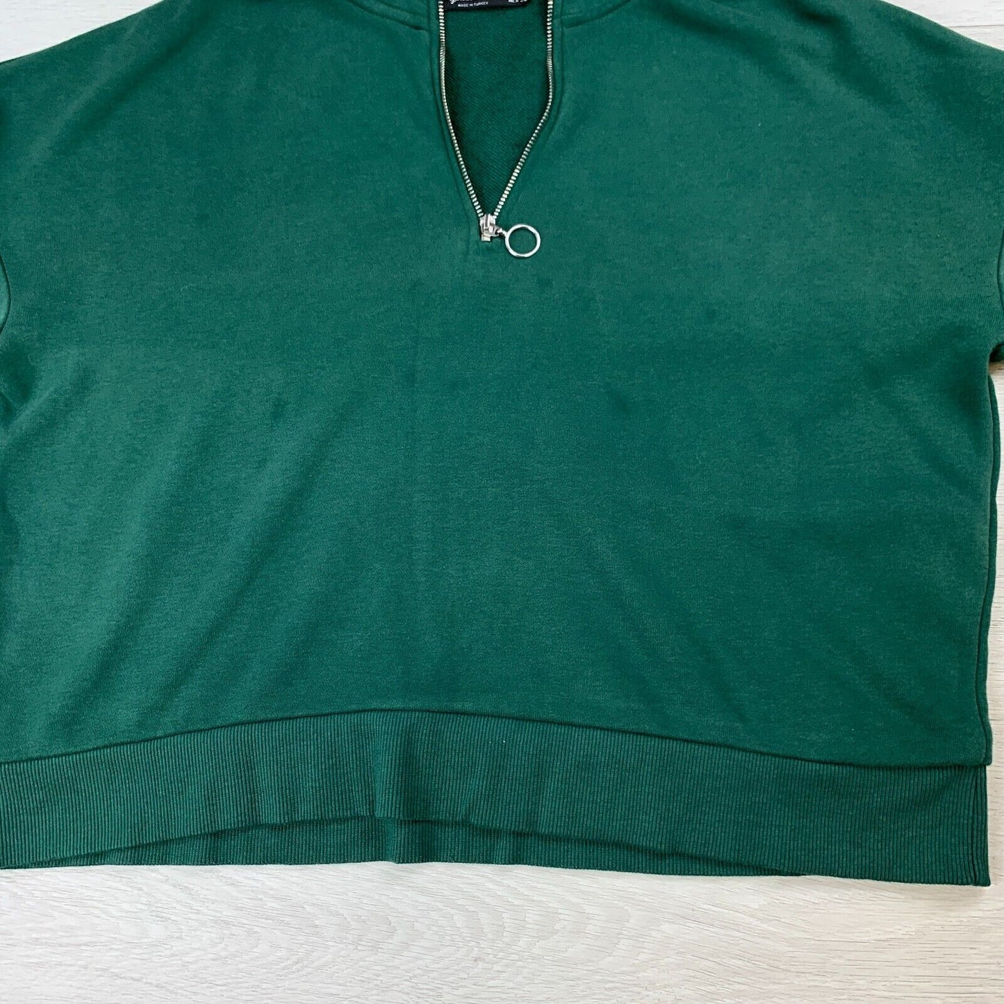 stradivarius Womens Green Cropped Oversized Jumper Size Medium