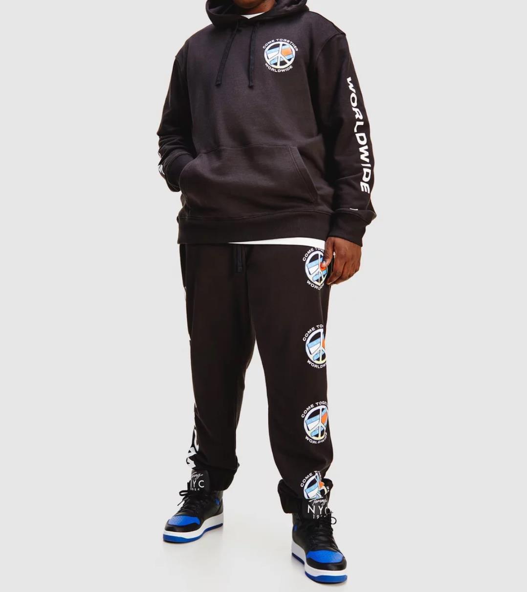Tommy Hilfiger Jeans Mens Black World Peace Trackies Size 3XL (New)