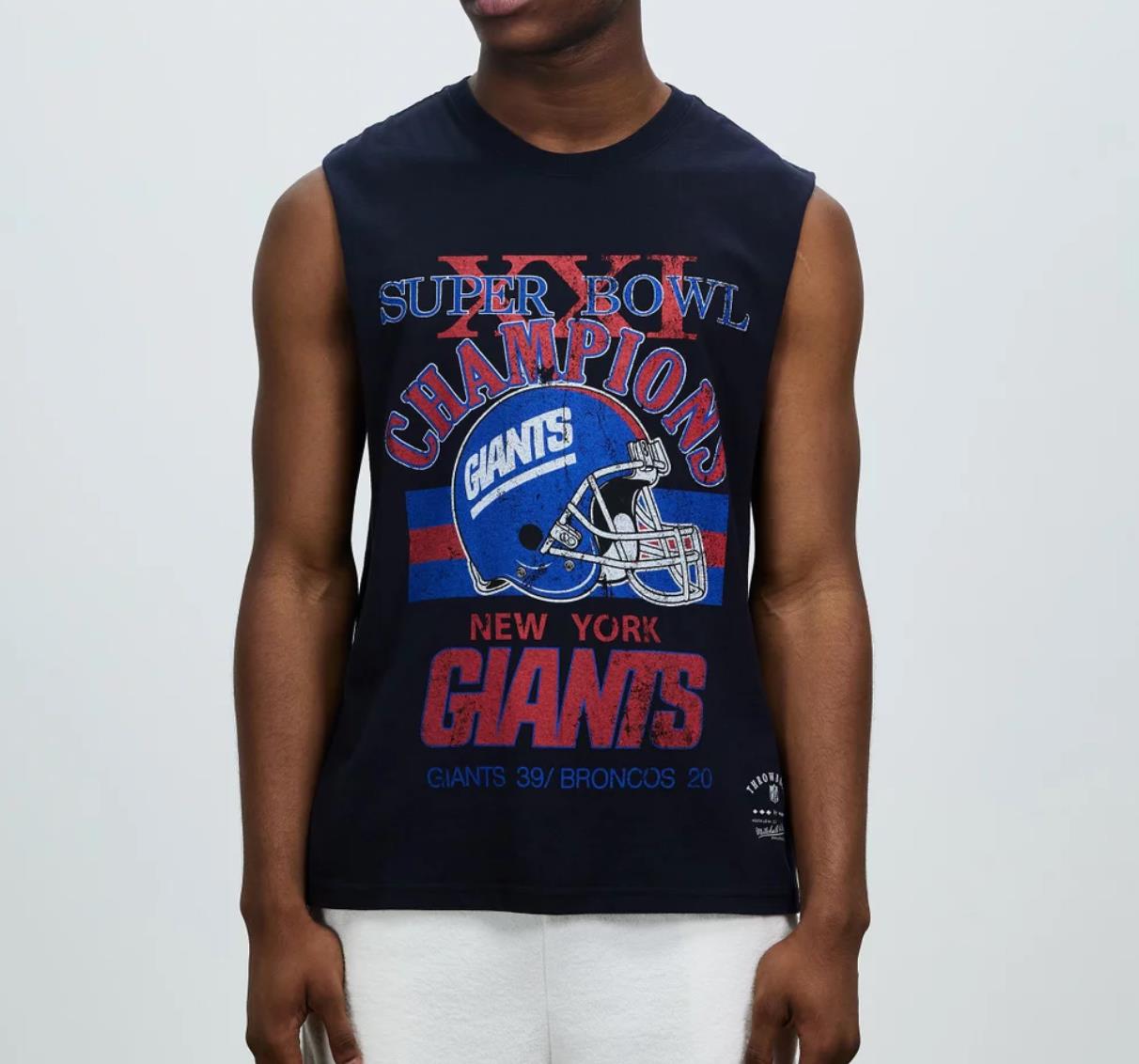 Mitchell & Ness New York Giants Super Bowl Champs Muscle T-Shirt Size L (New)