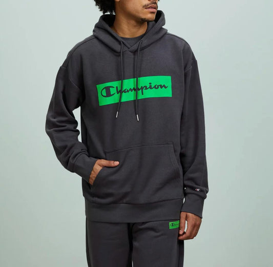 Champion Mens Grey with Green Logo Pullover Hoodie Size Large (New)