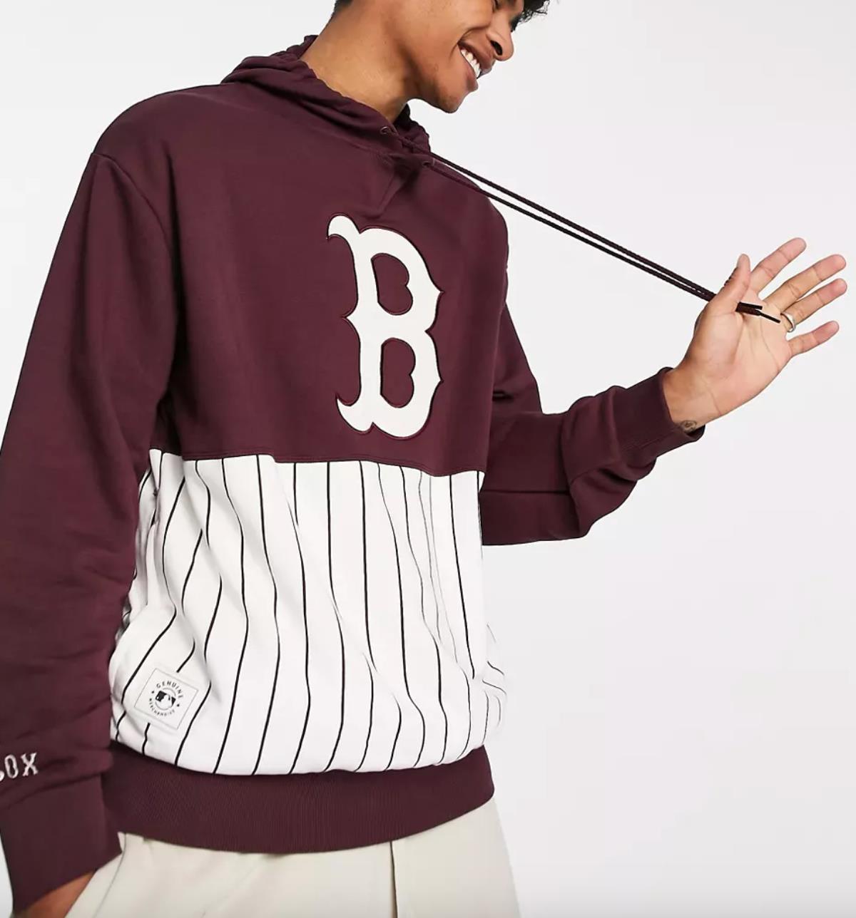 New Era MLB Boston Red Sox Mens Pinstripe Pullover Hoodie Large (New)