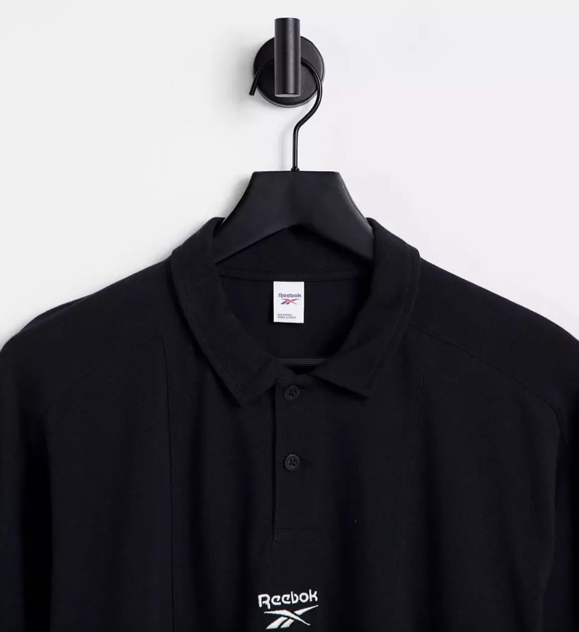 Reebok Classics Mens Black Rugby Polo Shirt Size Medium (New)