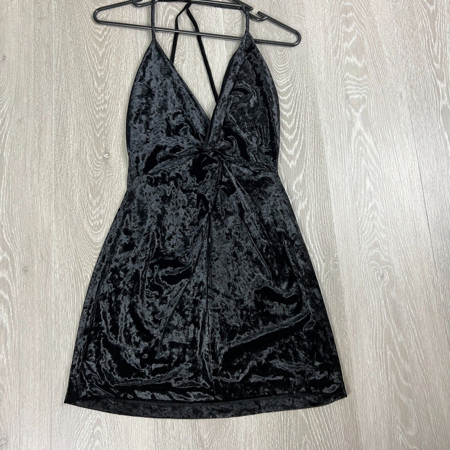 Zara Womens Slinky Velour Black Strappt Mini Dress Size Small (New)