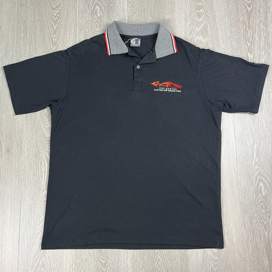 Vintage 1998 Qantas Australian Grand Prix Mens Black Polo Shirt Size XL