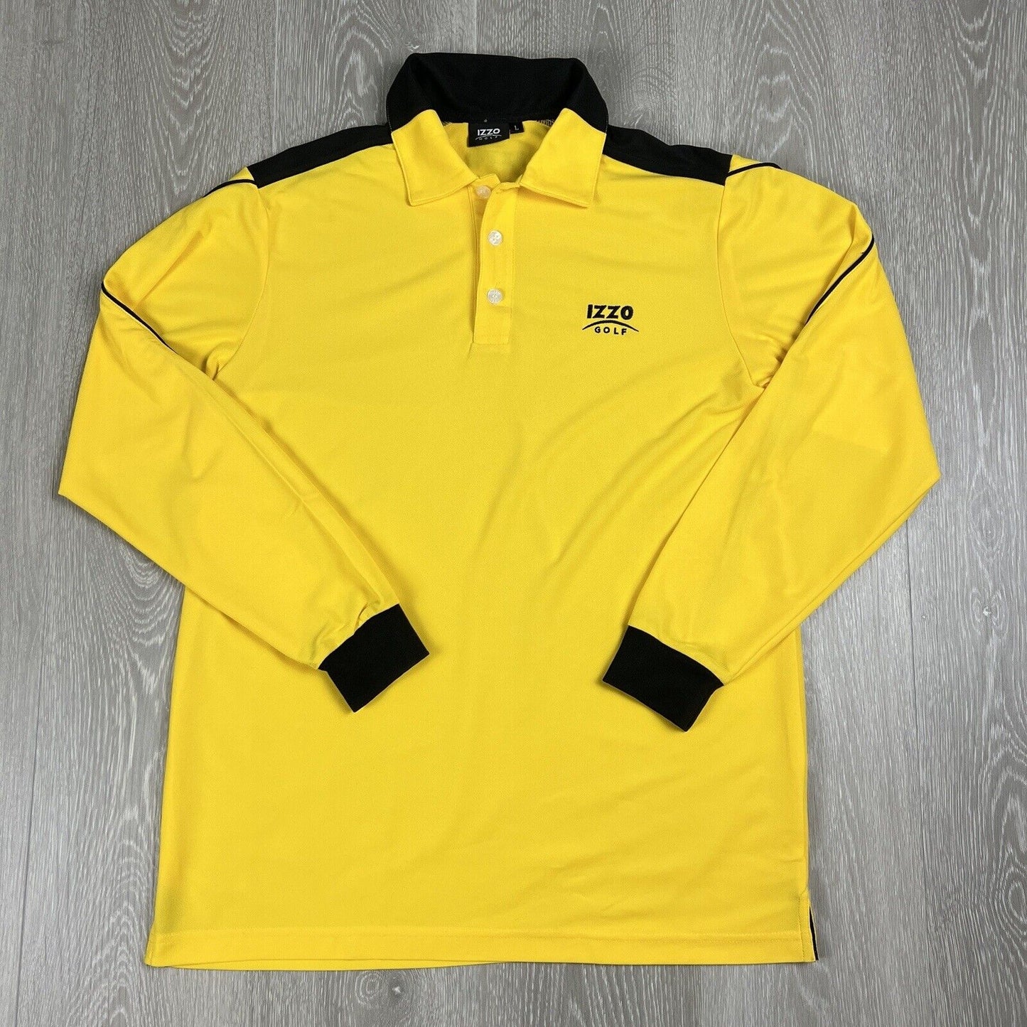 Izzo Golf Mens Yellow Long Sleeve Polo Shirt Size L