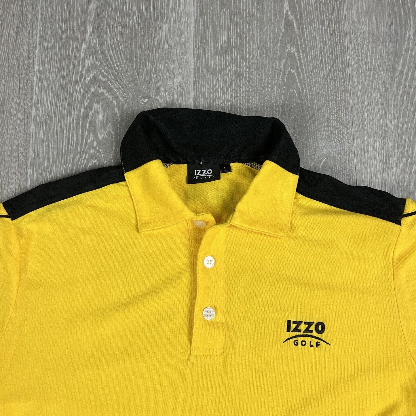 Izzo Golf Mens Yellow Long Sleeve Polo Shirt Size L