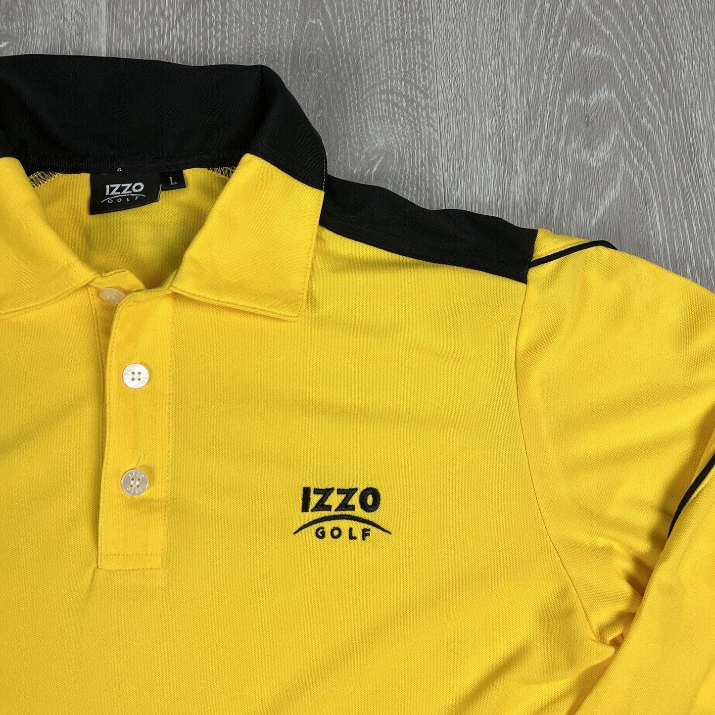 Izzo Golf Mens Yellow Long Sleeve Polo Shirt Size L