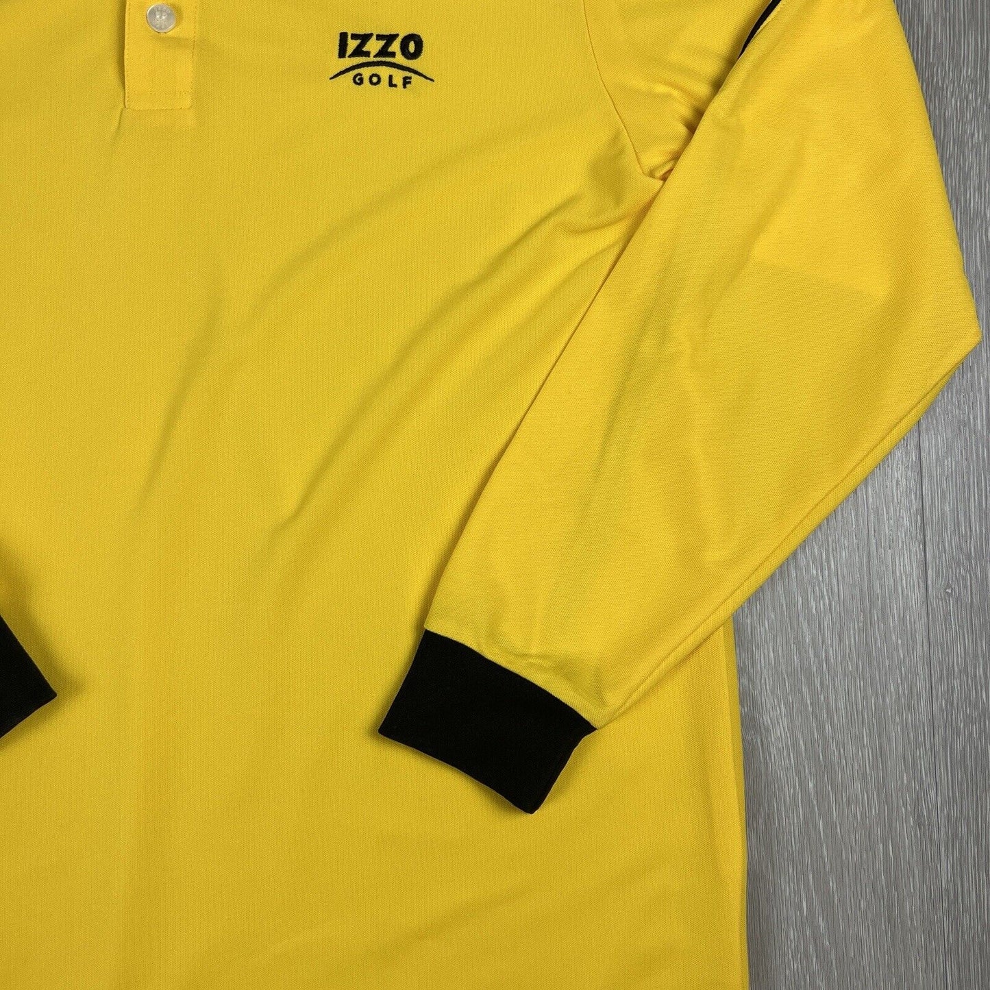 Izzo Golf Mens Yellow Long Sleeve Polo Shirt Size L