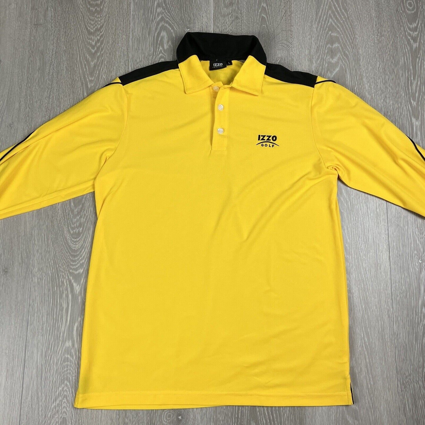 Izzo Golf Mens Yellow Long Sleeve Polo Shirt Size L