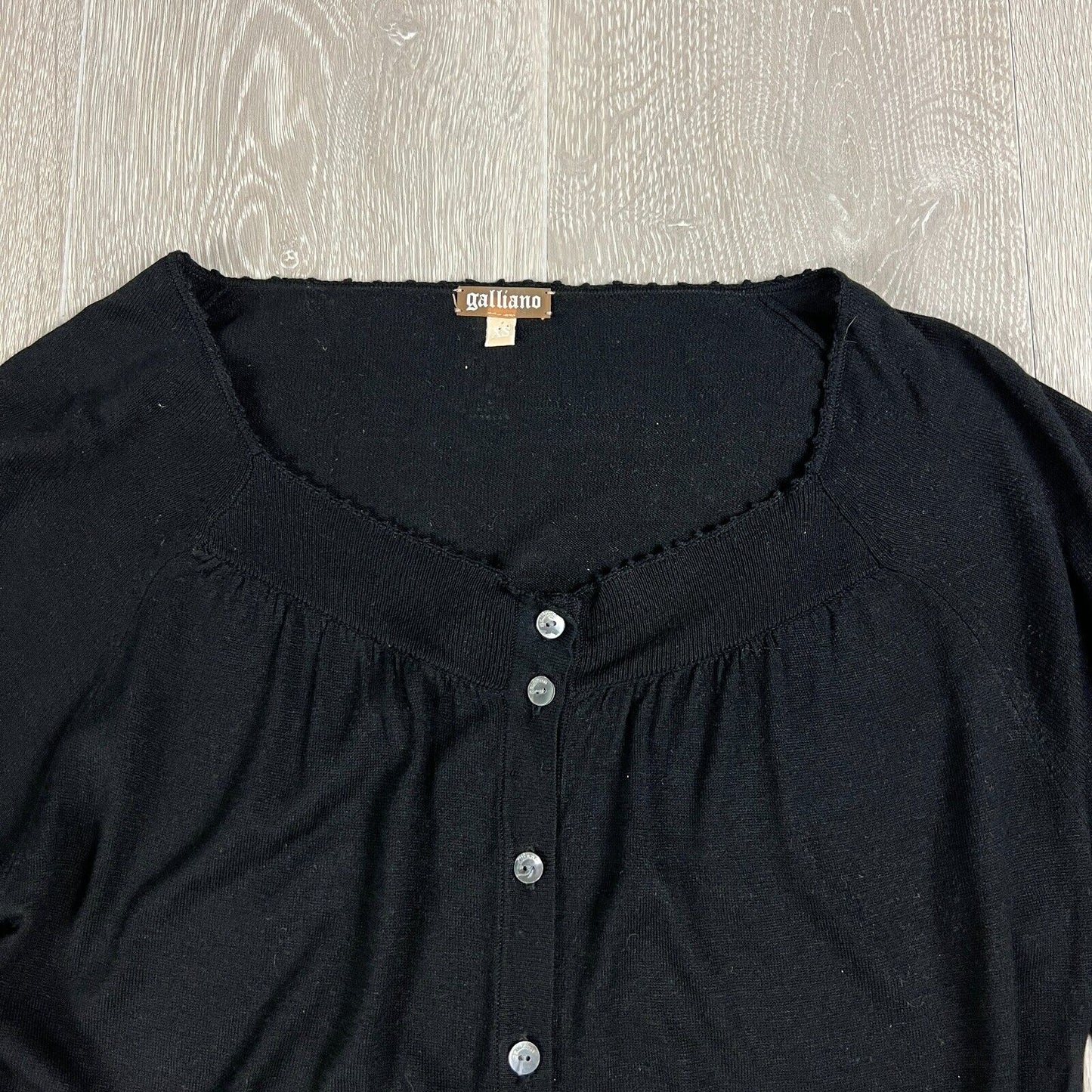 John Galliano Womens Black Knitted Silk Cardigan Size XS