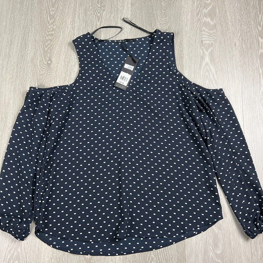 Tokito Womens Navy Long Sleeve Exposed Shoulders Blouse Size 10 (New)