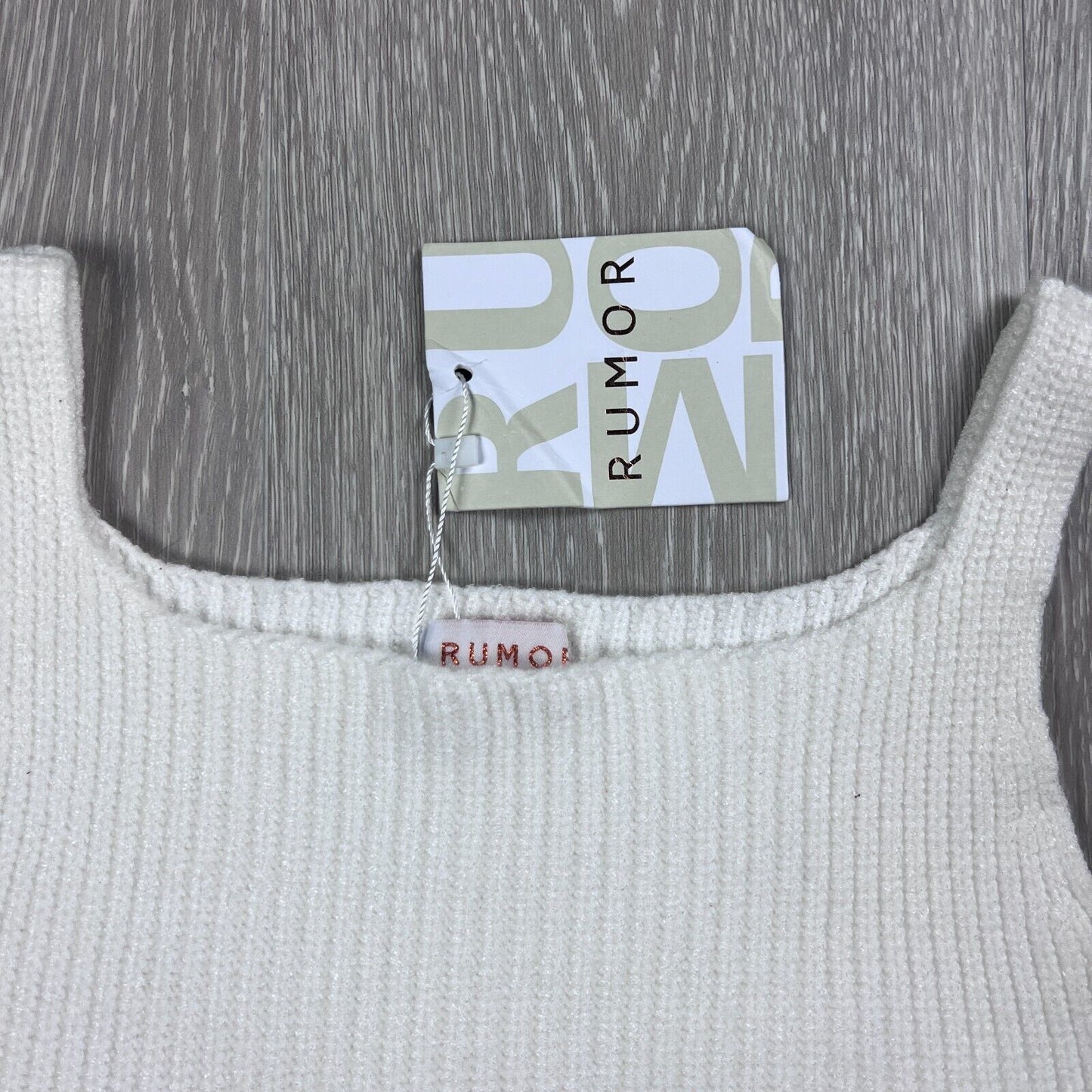 Rumor Womens White Knitted Cropped Tank Top Size S/M (New)