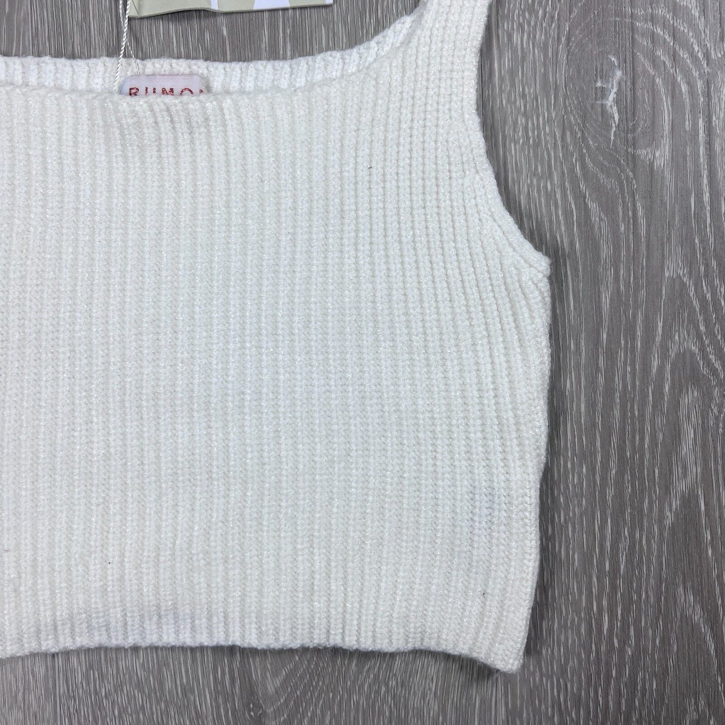 Rumor Womens White Knitted Cropped Tank Top Size S/M (New)