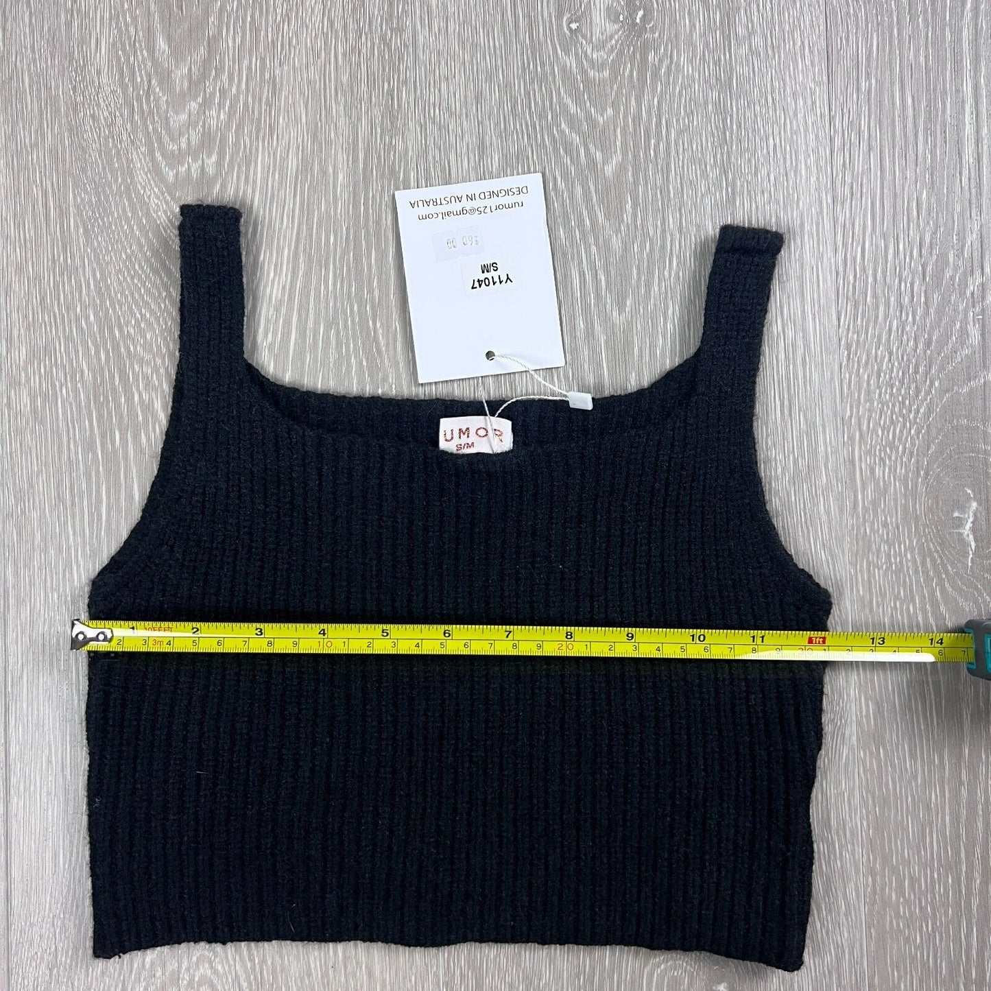 Rumor Womens Black Knitted Cropped Tank Top Size S/M (New)