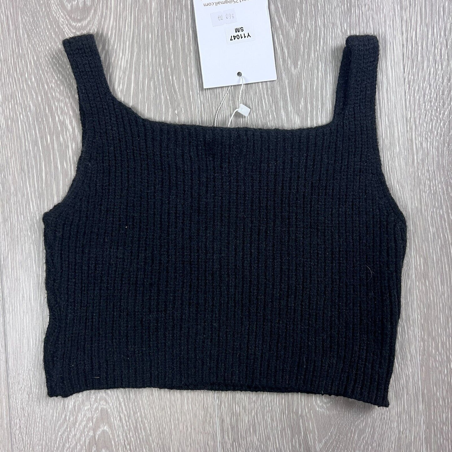 Rumor Womens Black Knitted Cropped Tank Top Size S/M (New)