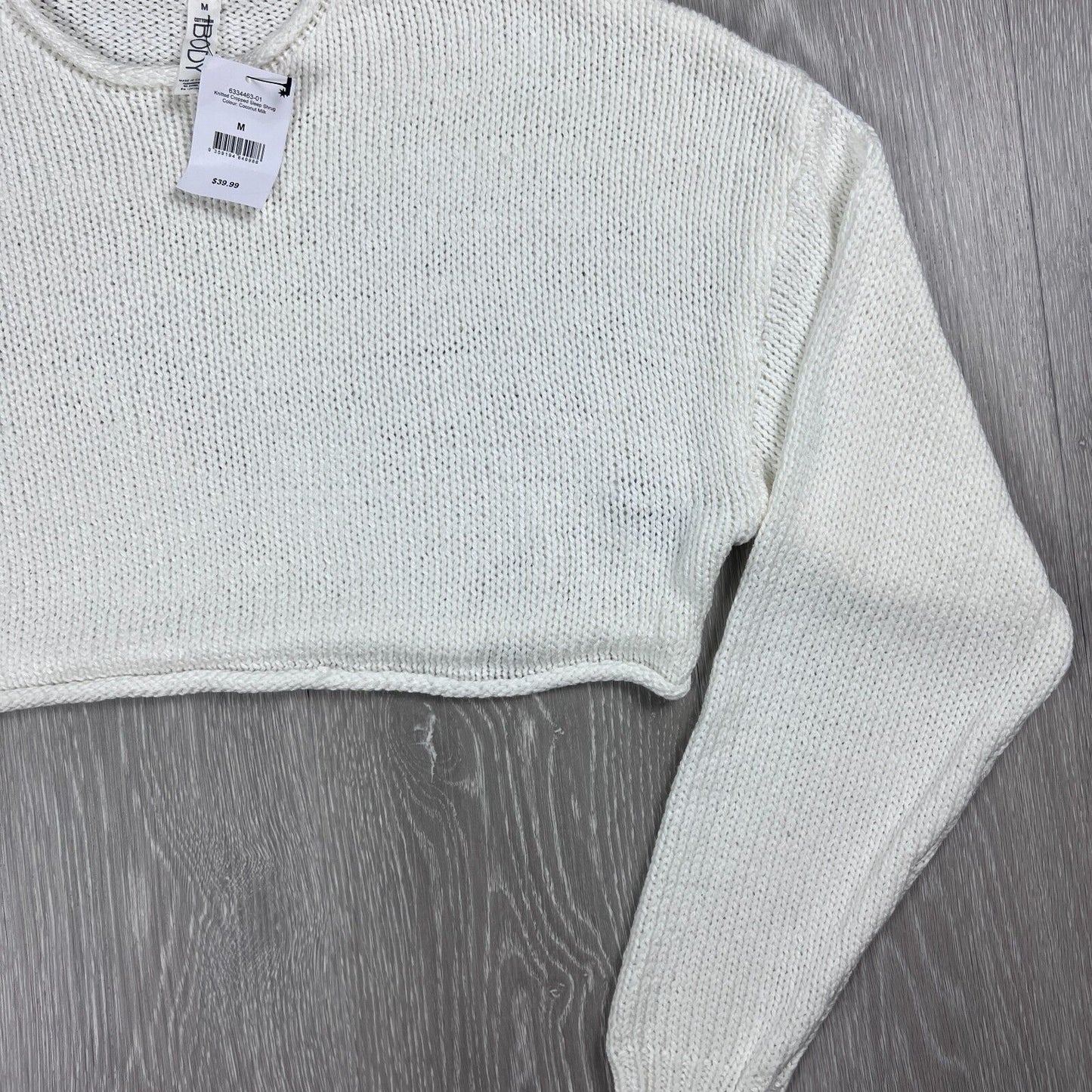 Cotton On Body Womens Cropped Knitted White Sweater Size Medium (New)