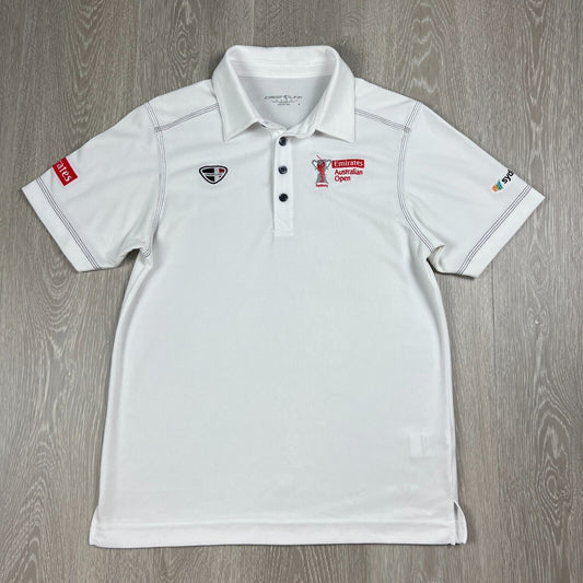 Crest Link Emirates Australian Open Mens White Golf Polo Shirt Size S