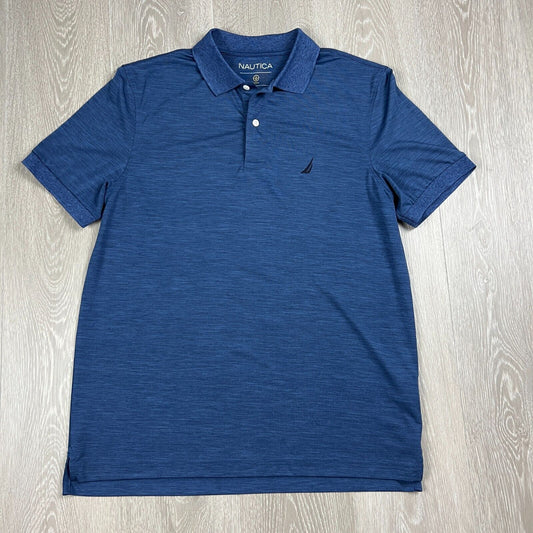 Nautica Mens Blue Wicking Short Sleeve Polo Shirt Size M