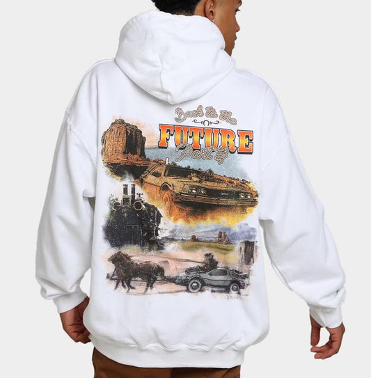 American Thrift X Back to the Future 3 White Hoodie Size L (New)