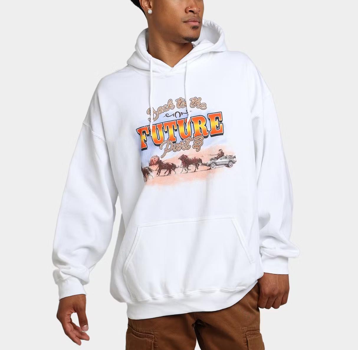 American Thrift X Back to the Future 3 White Hoodie Size L (New)