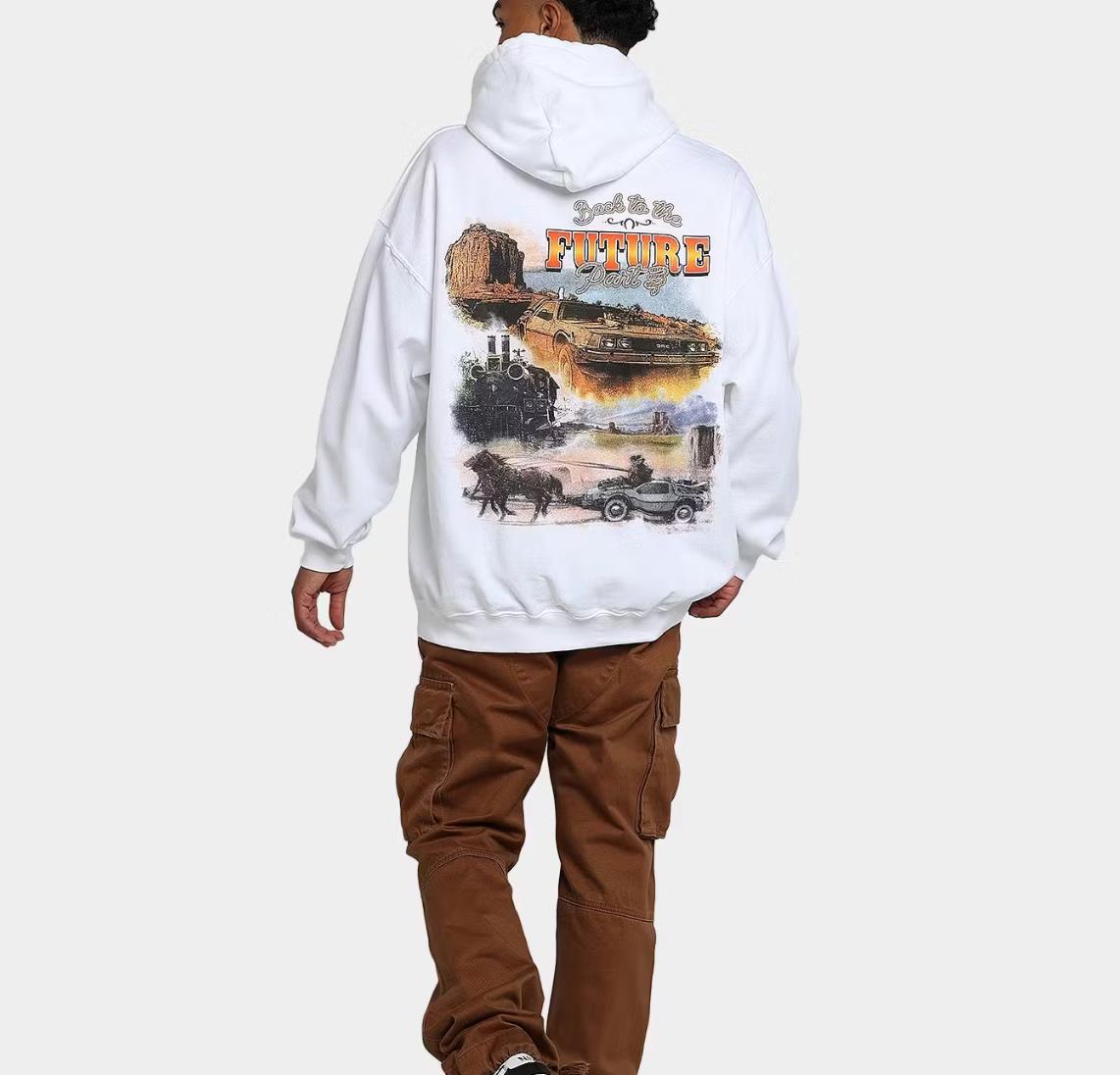 American Thrift X Back to the Future 3 White Hoodie Size L (New)