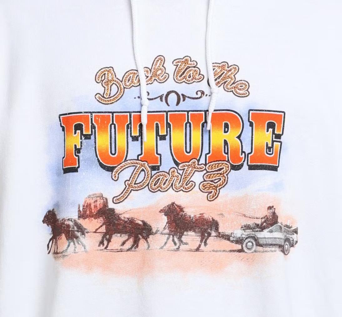 American Thrift X Back to the Future 3 White Hoodie Size L (New)