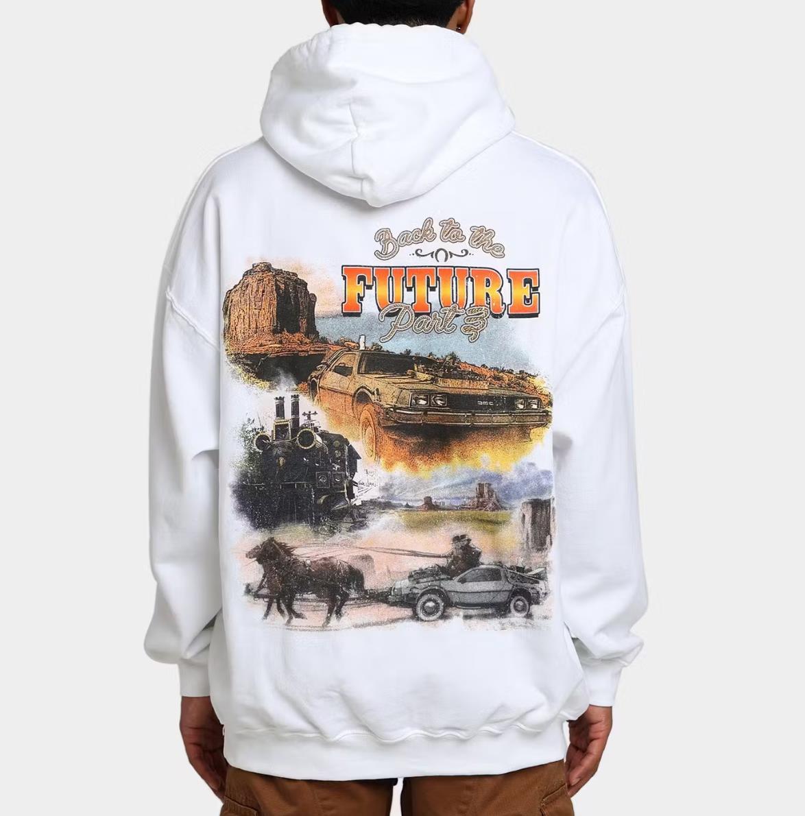 American Thrift X Back to the Future 3 White Hoodie Size L (New)