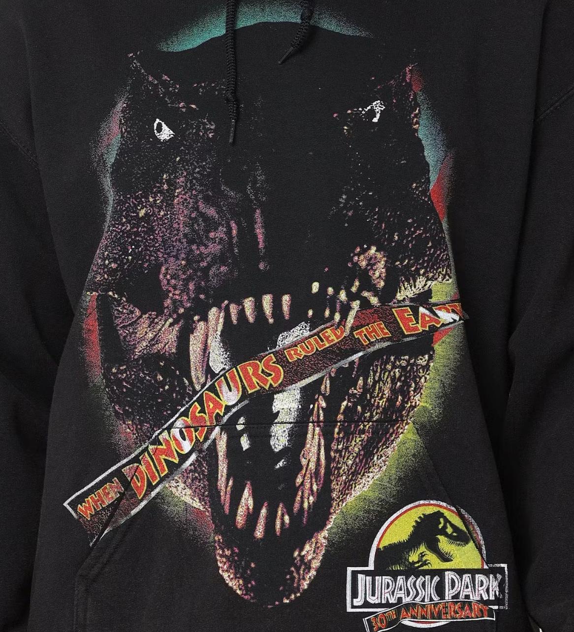 American Thrift X Jurassic Park 30th Anniversary Black Hoodie Size L (New)