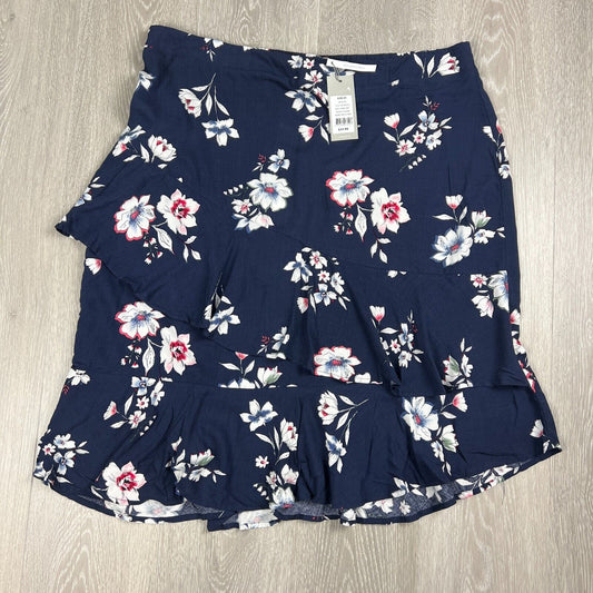 Katies Navy Floral Double Ruffel Womens Skirt Size 20 (New)