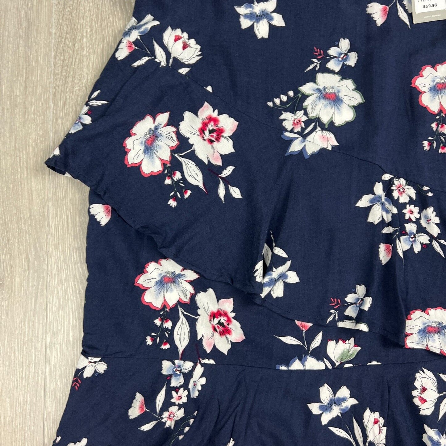 Katies Navy Floral Double Ruffel Womens Skirt Size 20 (New)