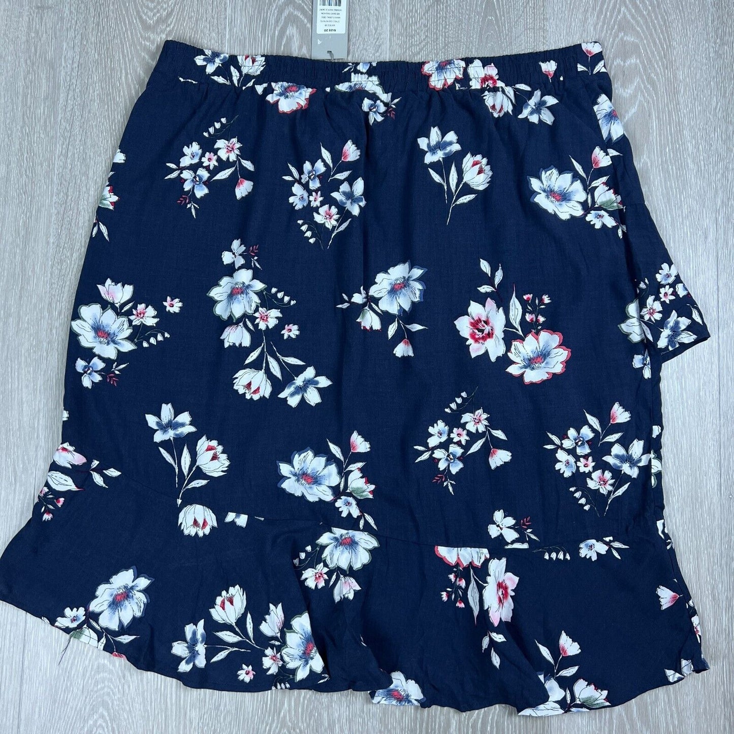 Katies Navy Floral Double Ruffel Womens Skirt Size 20 (New)