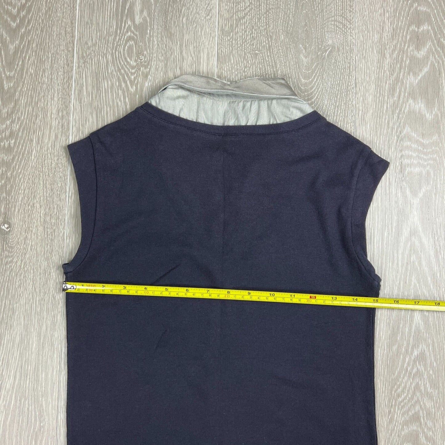 Rivamonti For Saks Fifth Avenue Womens Navy Blue Collared Tank Top Size L Approx