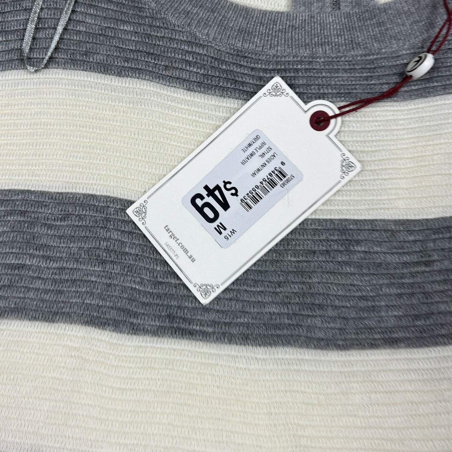 Life And Style Womens White And Grey Striped Jumper Size Medium  (New)