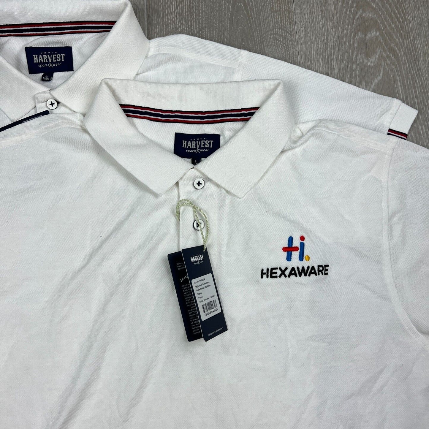 James Harvest Sportswear Mens Hexaware White Polo Shirts Size Large (2 Shirts)