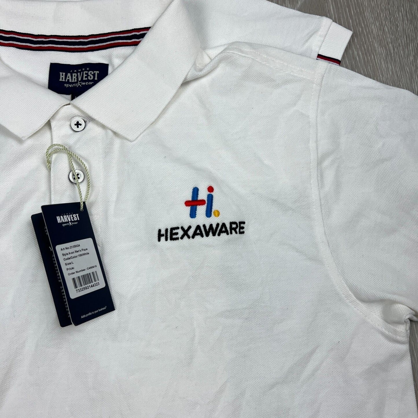 James Harvest Sportswear Mens Hexaware White Polo Shirts Size Large (2 Shirts)