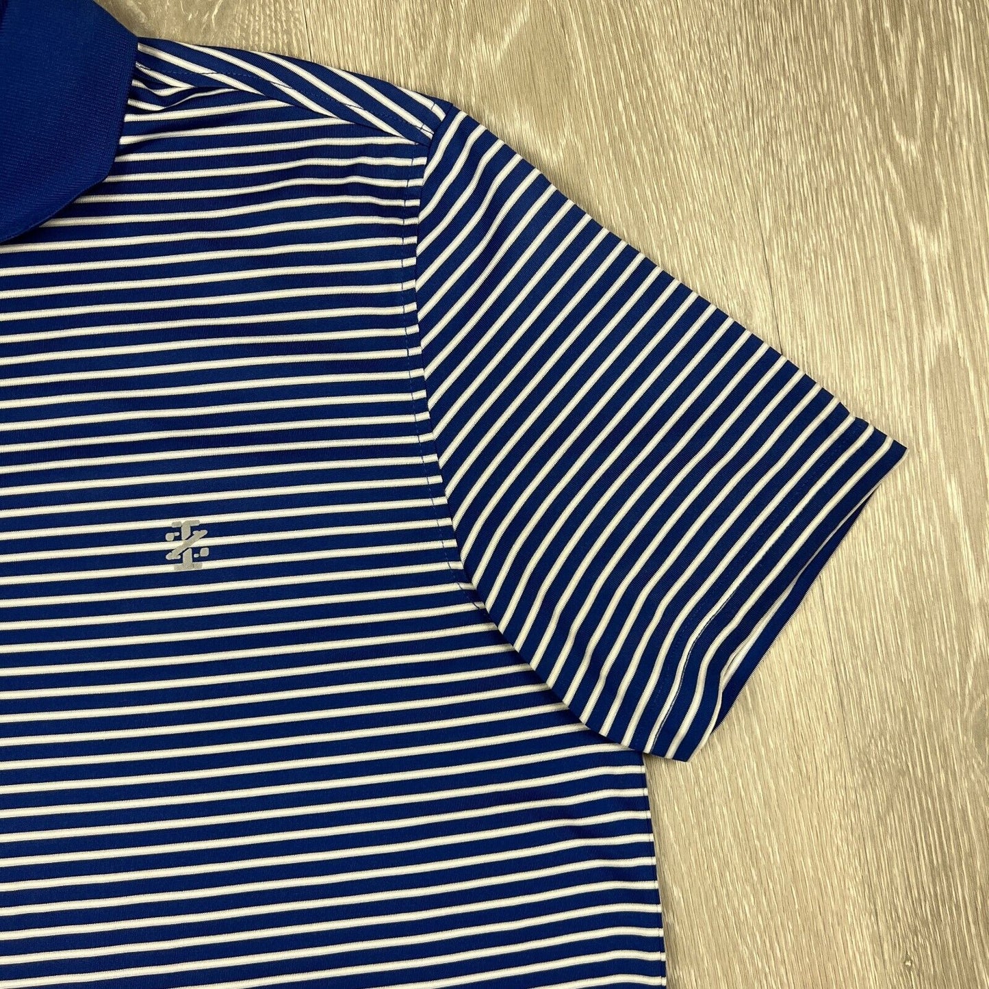 IZOD Mens Blue Striped Golf Polo Shirt Size Medium