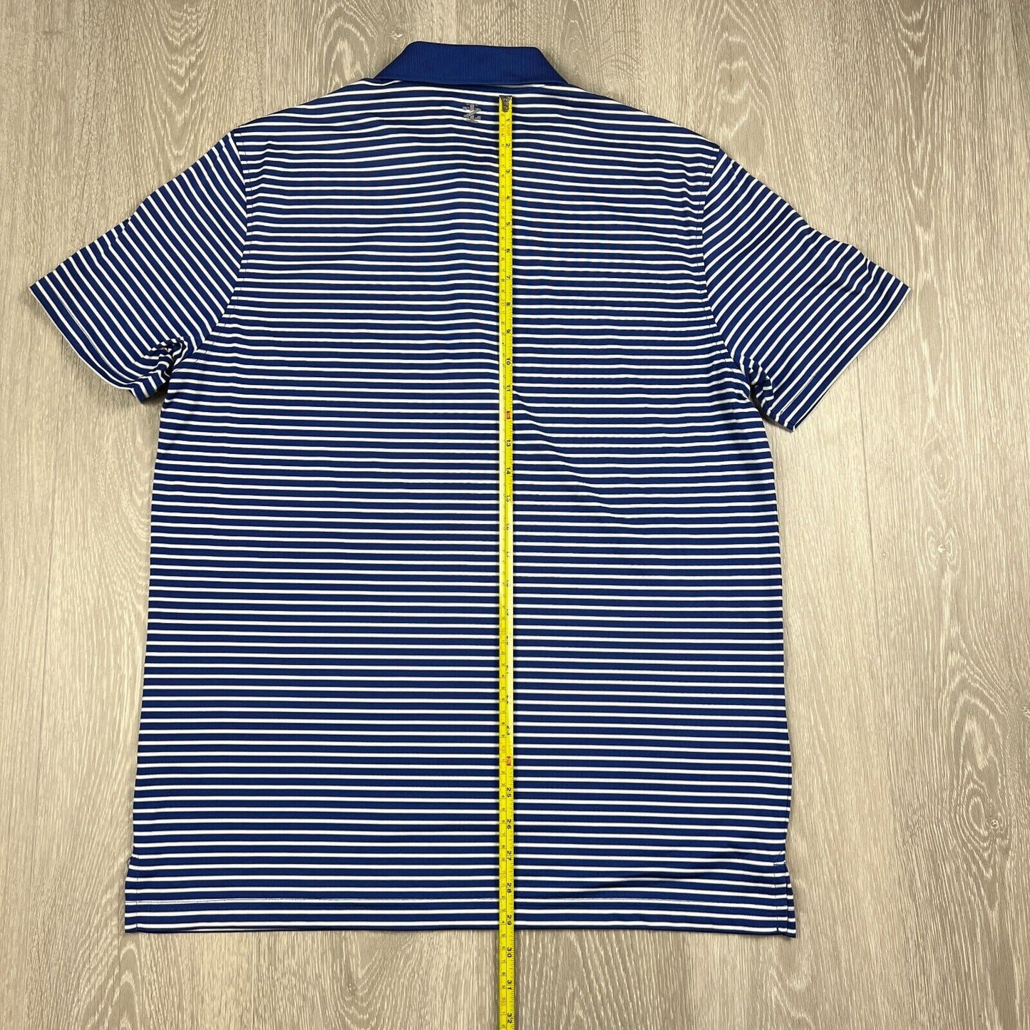 IZOD Mens Blue Striped Golf Polo Shirt Size Medium