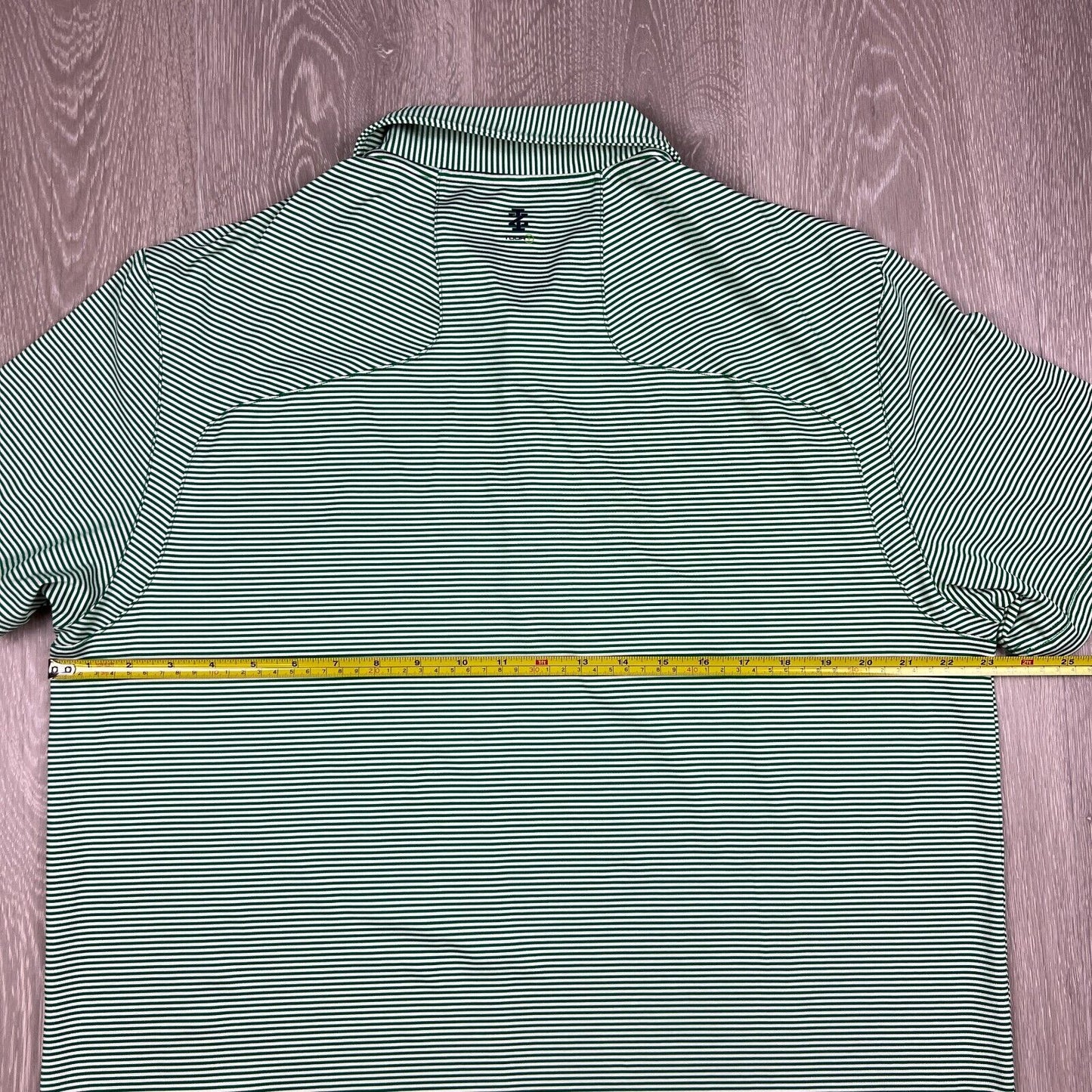 IZOD Tour Plus Mens Green Striped Golf Polo Shirt Size Large