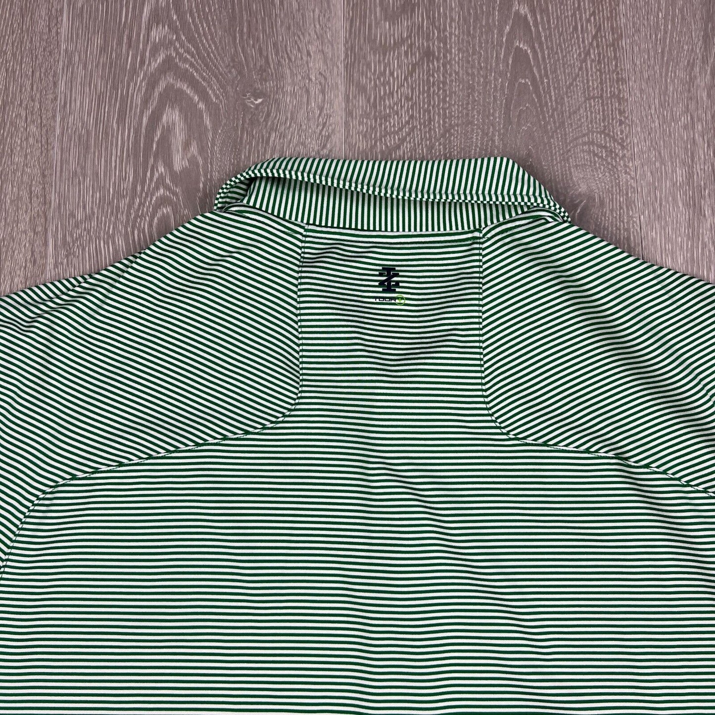 IZOD Tour Plus Mens Green Striped Golf Polo Shirt Size Large