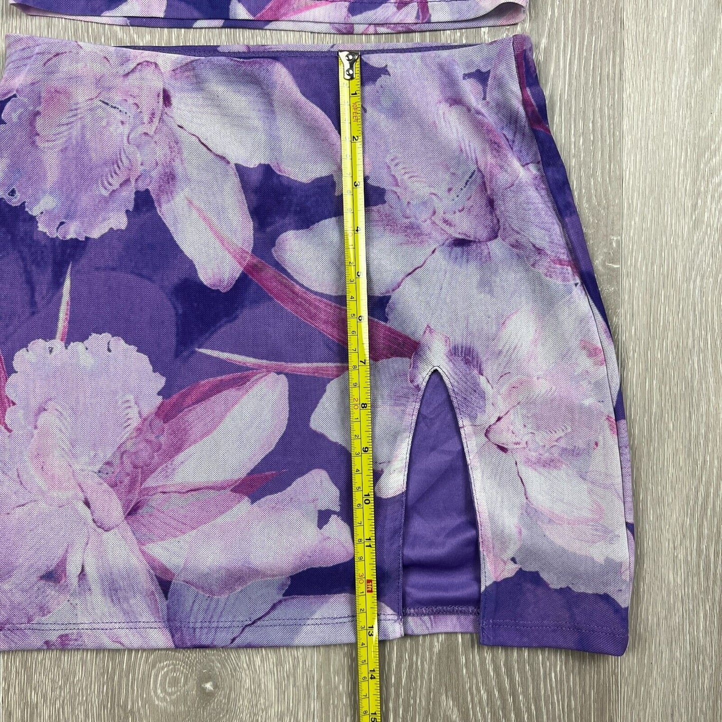 Glassons Womens Purple Mesh Mini Skirt & Crop Top Set Size XS