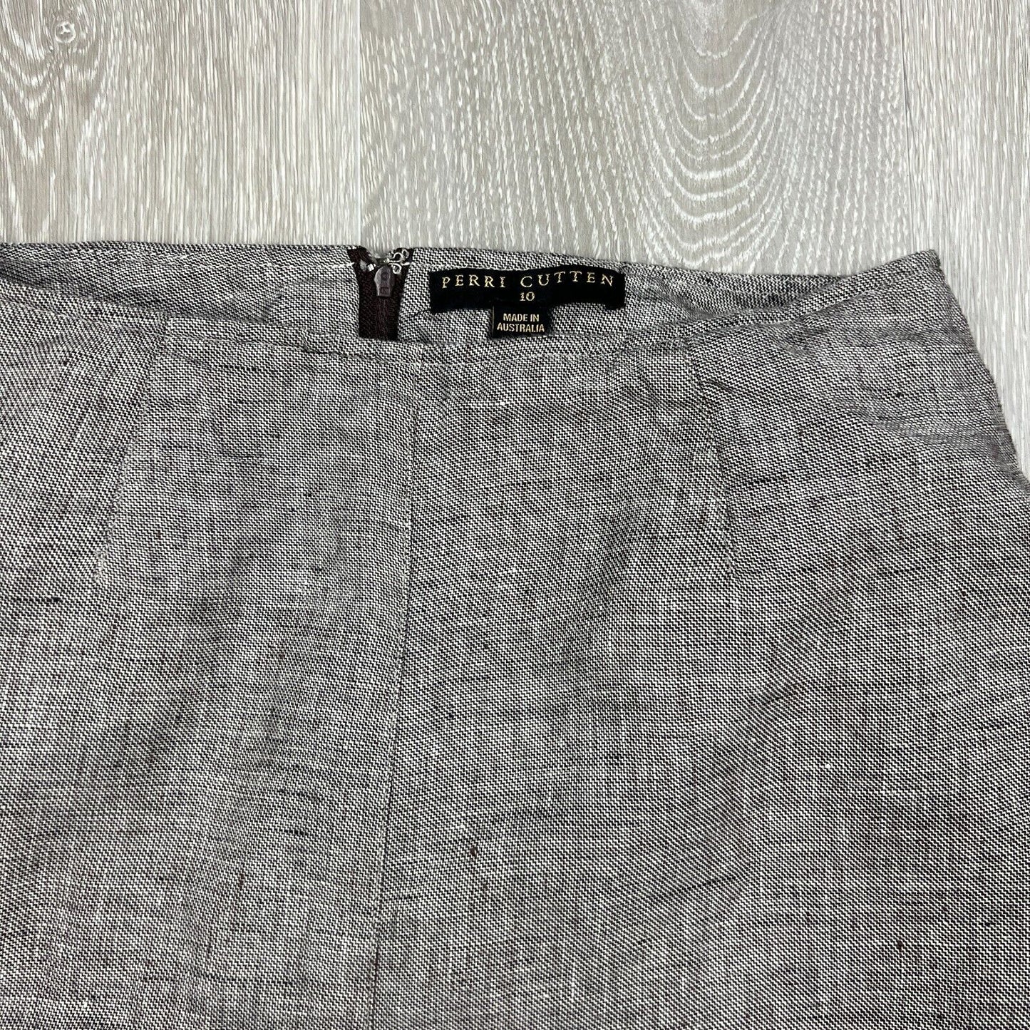 Perri Cutten Womens Grey Linen Pencil Skirt Size 10