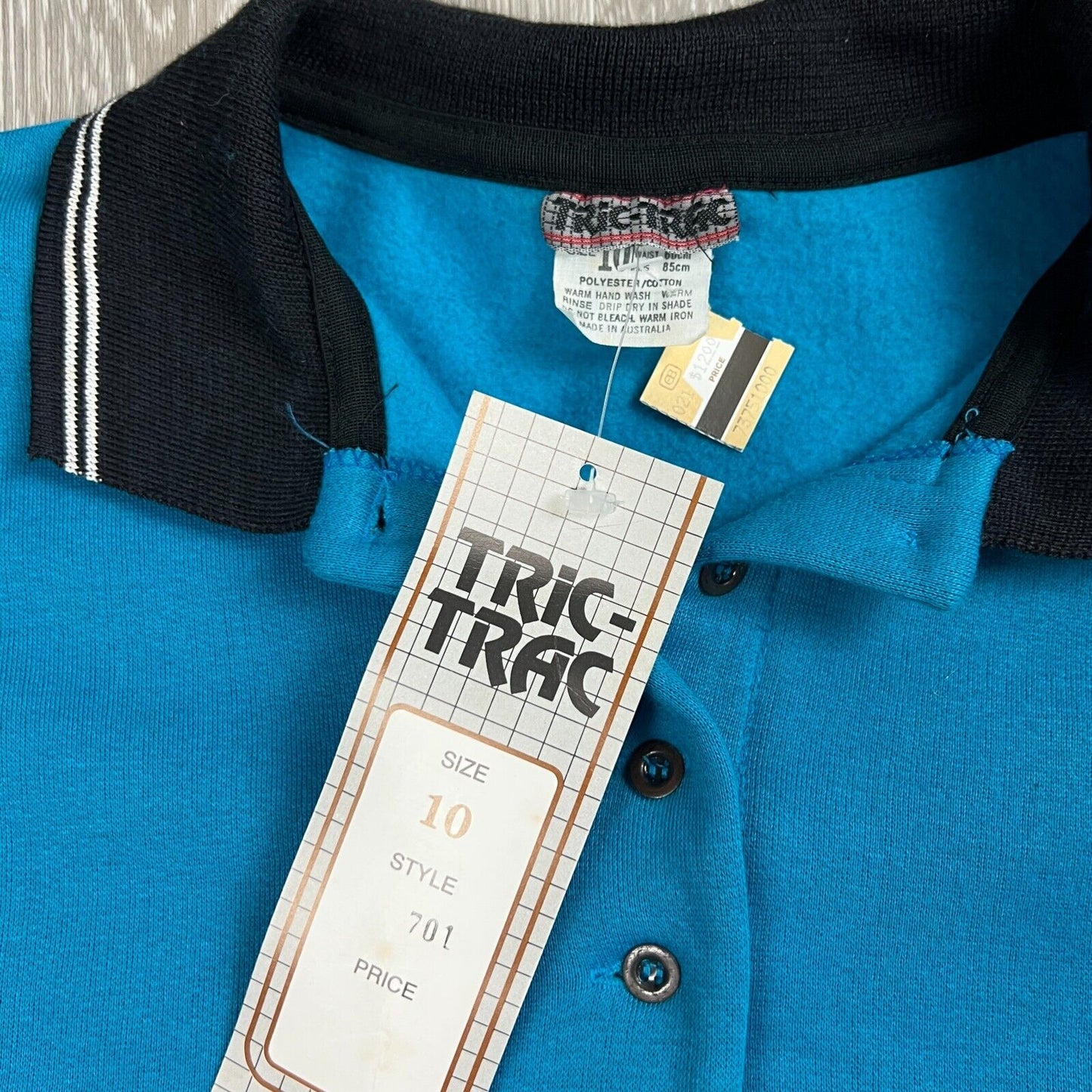 Vintage Tric-Trac Made In Aus Blue Pullover Jumper Size 10 (New)