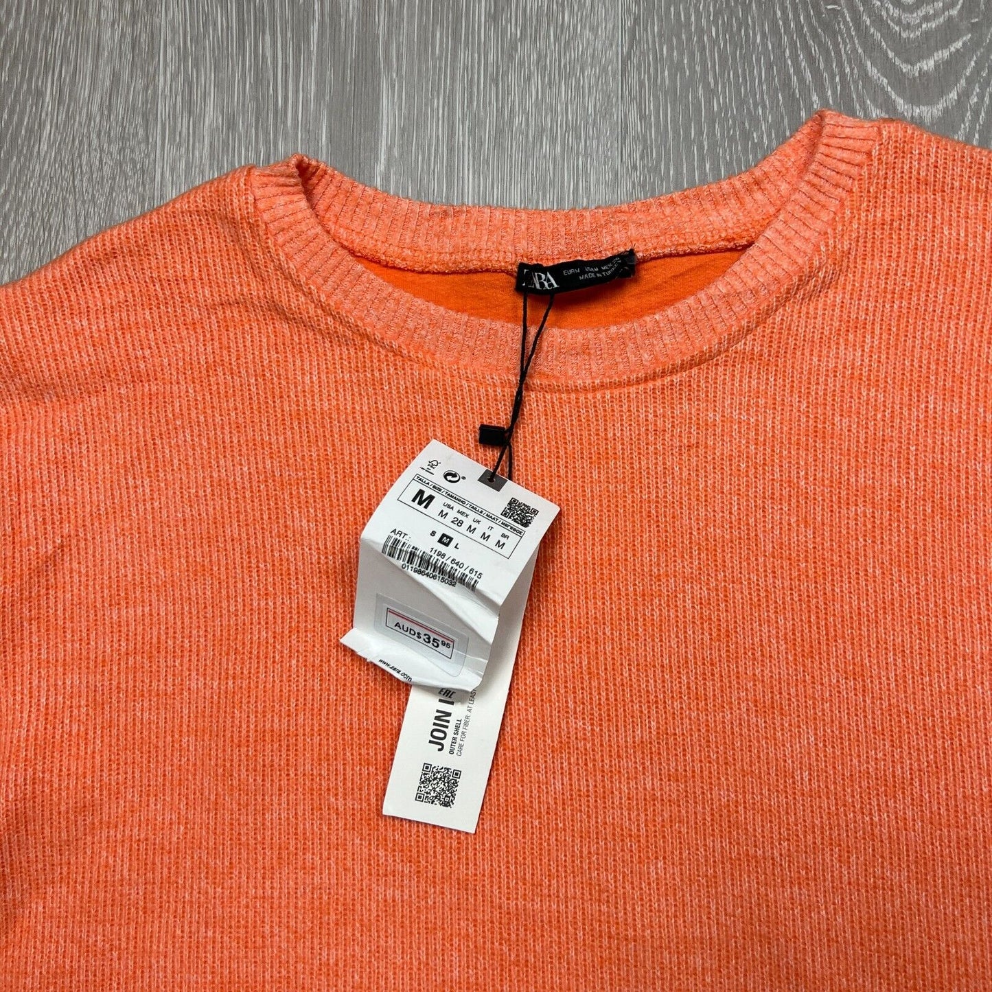 H&M Womens Knitted Cropped Orange Light Weight Sweater Size M