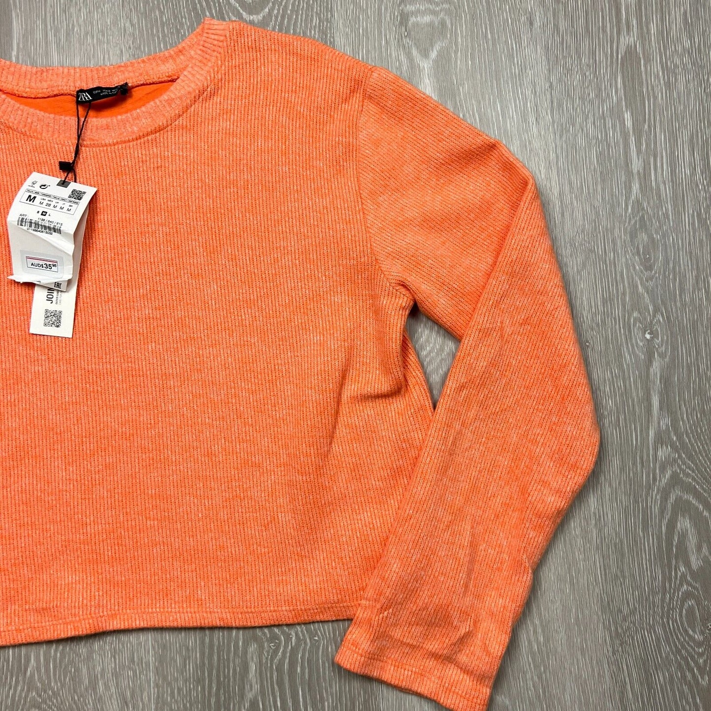 H&M Womens Knitted Cropped Orange Light Weight Sweater Size M