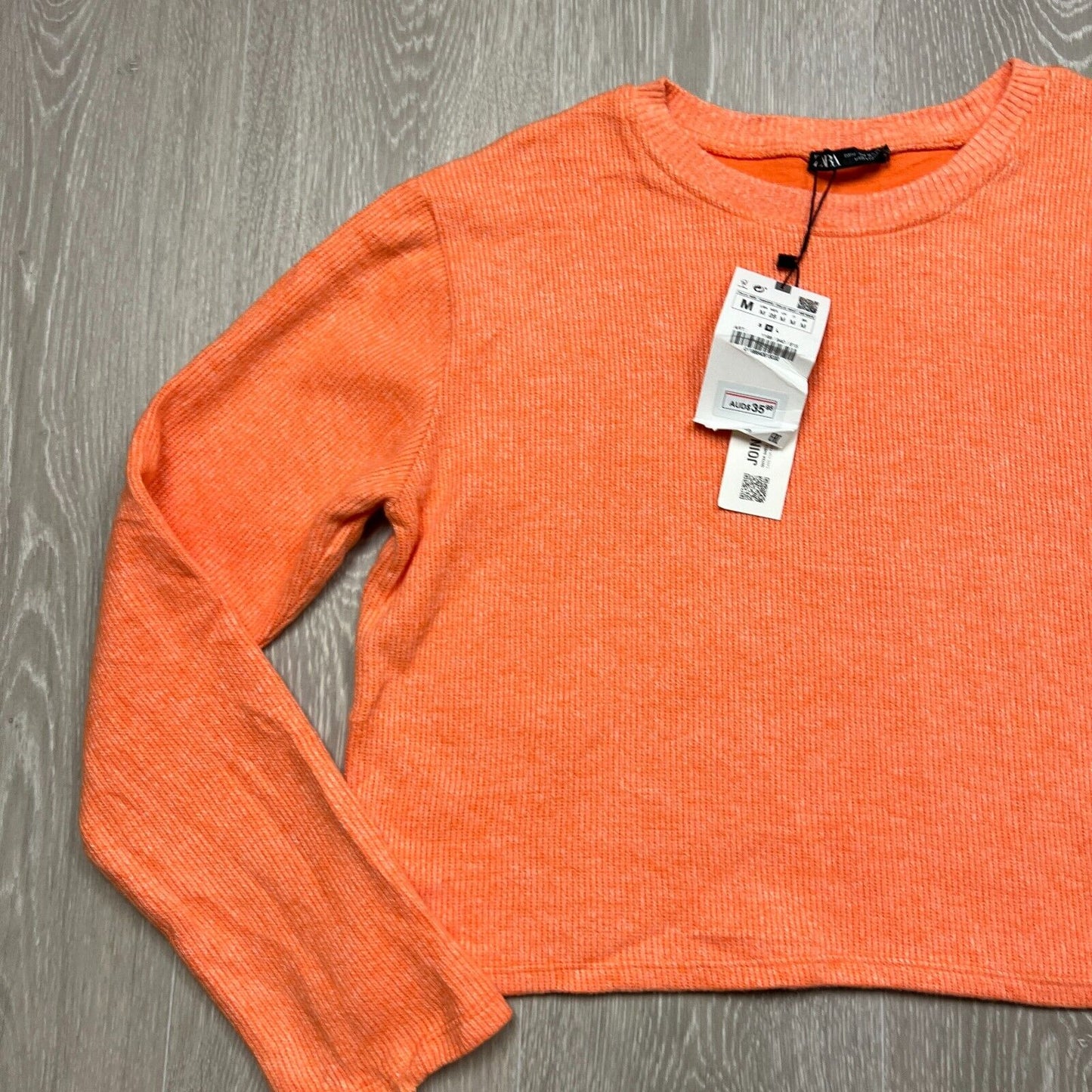 H&M Womens Knitted Cropped Orange Light Weight Sweater Size M